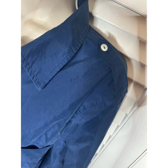 Chico's navy soft blouse with epaulette shoulders size 2 work casual classic - Picture 2 of 5